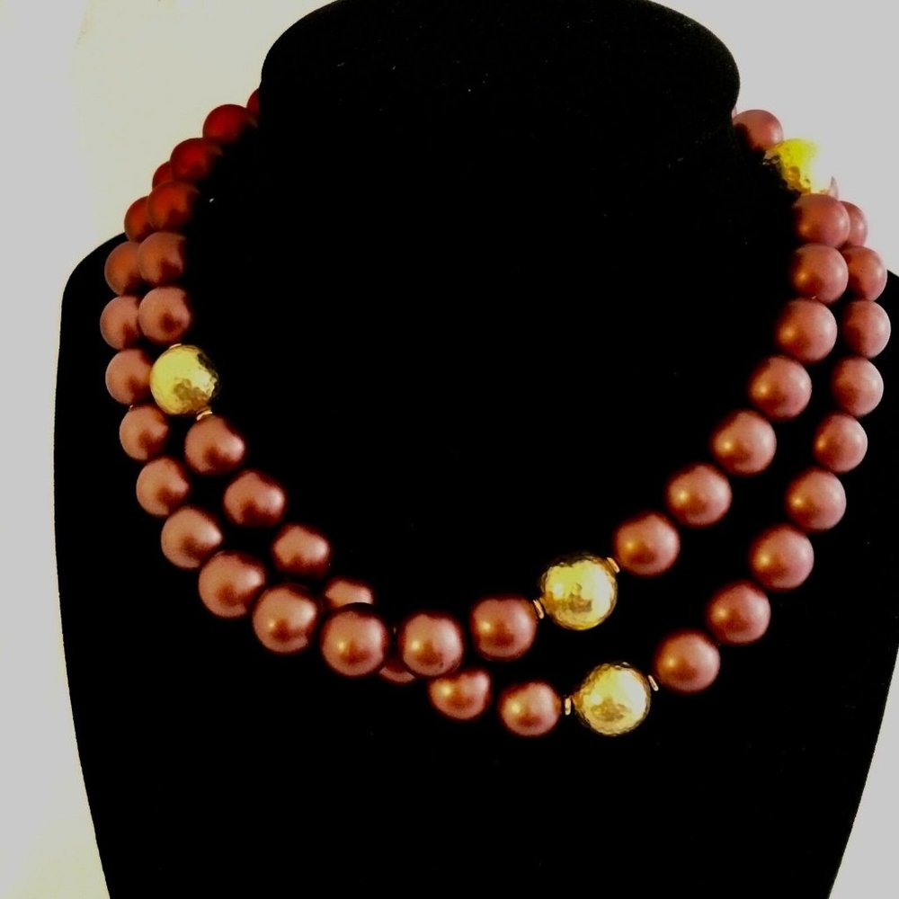 Napier Beaded Necklace Marked Fall Colors Gold C1